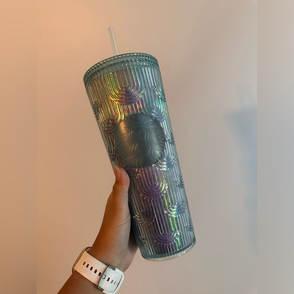 Blue iridescent Starbucks cup